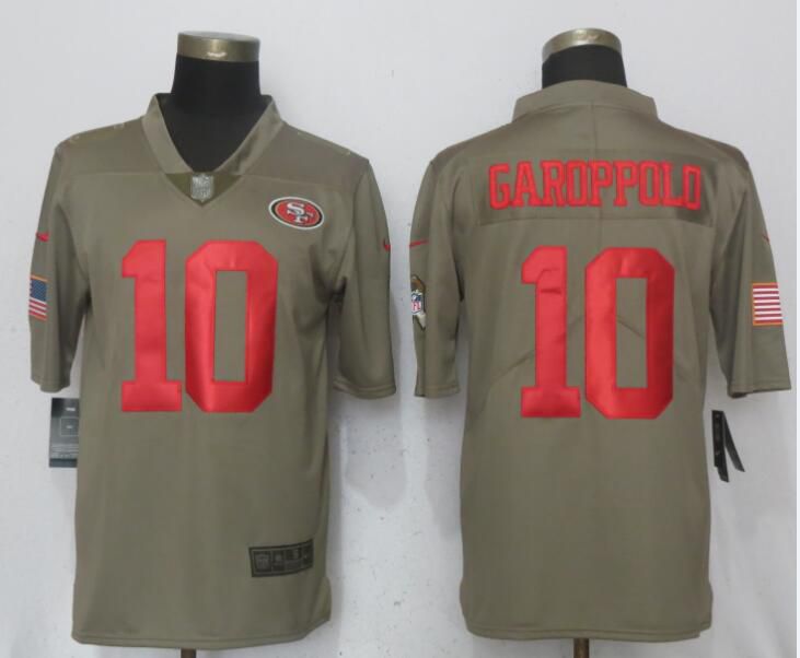 Men San Francisco 49ers #10 Garoppolo Olive Salute To Service Limited Nike NFL Jerseys->->NFL Jersey